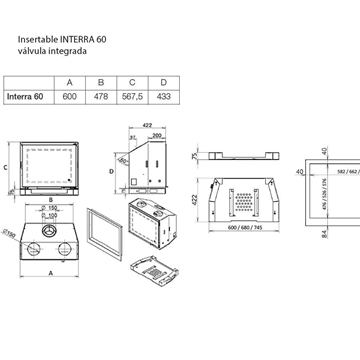 Insertable gas Interra 60 (Frontal) válvula integrada - Imagen 2