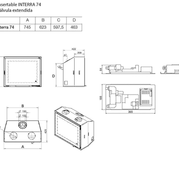 Insertable gas Interra 74 (Frontal) válvula extendida - Imagen 2