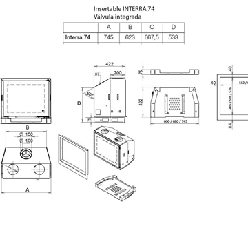 Insertable gas Interra 74 (Frontal) válvula integrada - Imagen 2