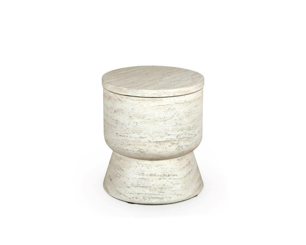 Mesa auxiliar refrigeradora Round Travertine - Imagen 1