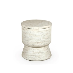 Mesa auxiliar refrigeradora Round Travertine - Imagen 1