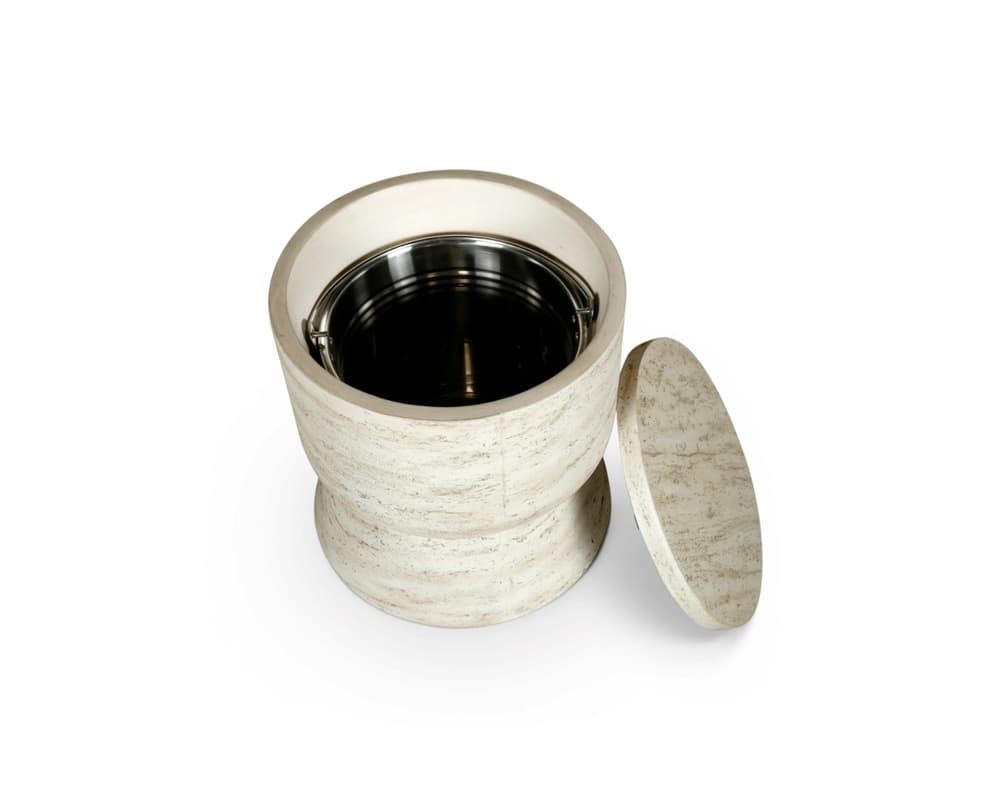 Mesa auxiliar refrigeradora Round Travertine - Imagen 2