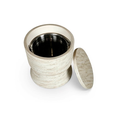 Mesa auxiliar refrigeradora Round Travertine - Imagen 2