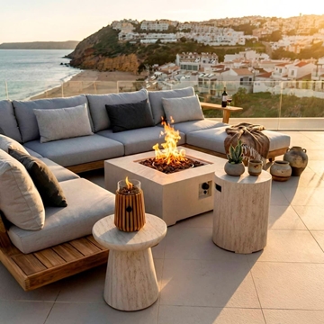 Mesa auxiliar Round Travertine - Imagen 2