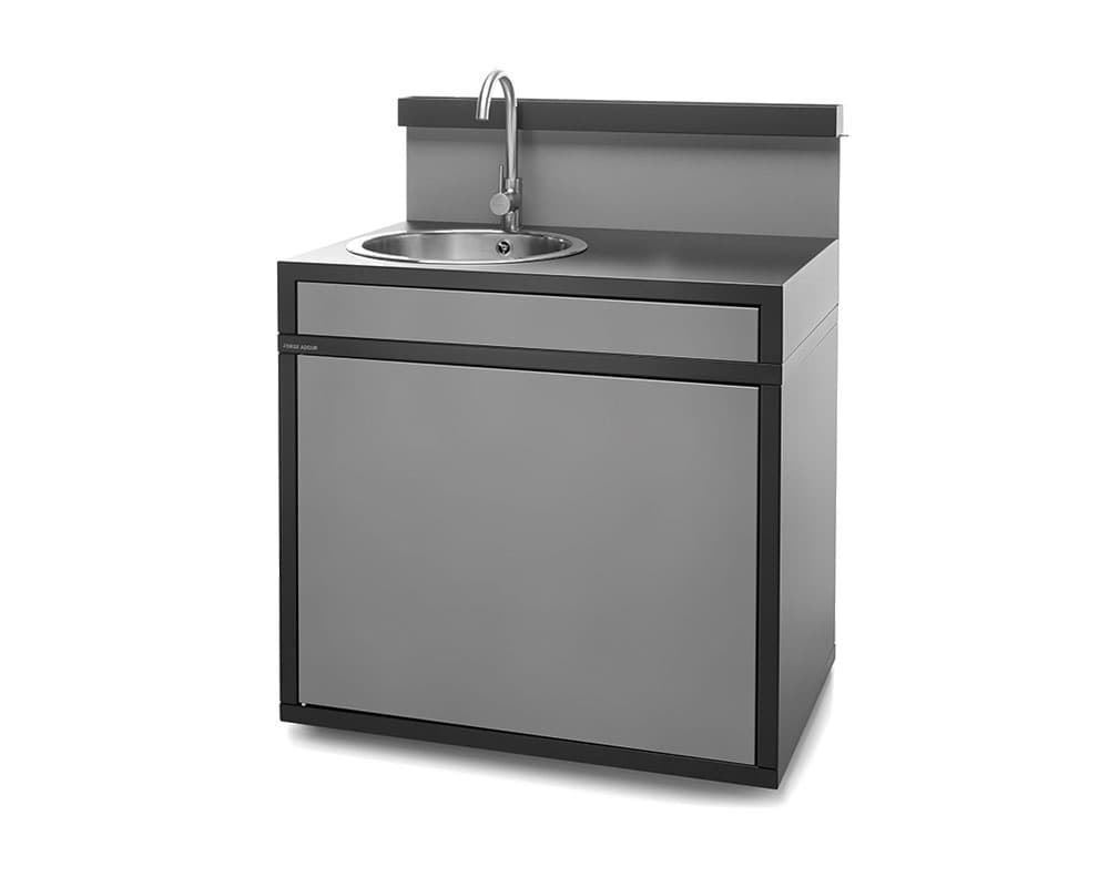 Mesa con fregadero para planchas negro y gris - Imagen 1