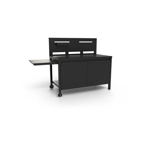Mesa de acero negro con aparador cerrado y con ruedas - Imagen 2