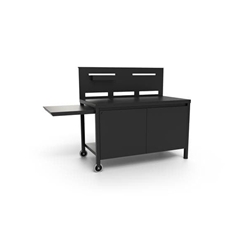 Mesa de acero negro con aparador cerrado y con ruedas - Imagen 2