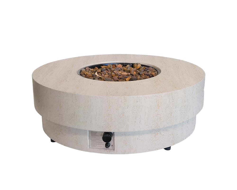 Mesa de exterior de gas Estate Round 105 Travertine - Imagen 1