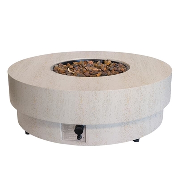 Mesa de exterior de gas Estate Round 105 Travertine - Imagen 1