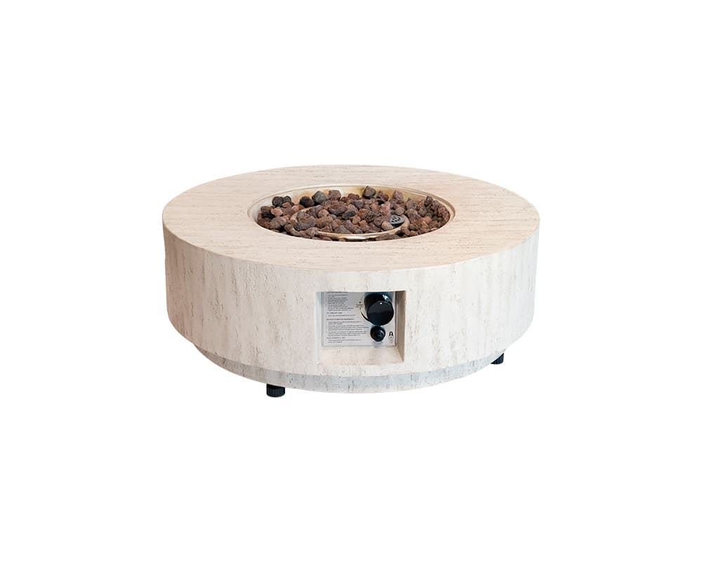 Mesa de exterior de gas Estate Round 76 Travertine - Imagen 1