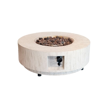 Mesa de exterior de gas Estate Round 76 Travertine - Imagen 1