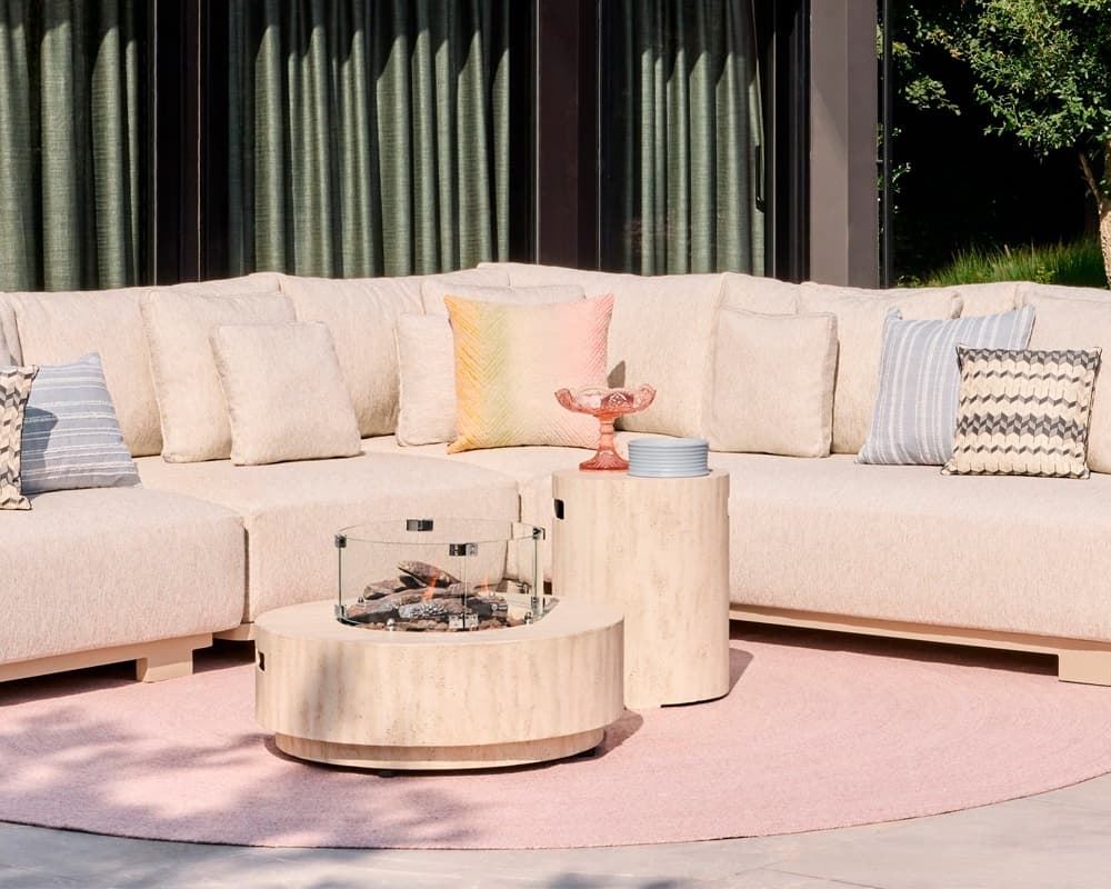 Mesa de exterior de gas Estate Round 76 Travertine - Imagen 4