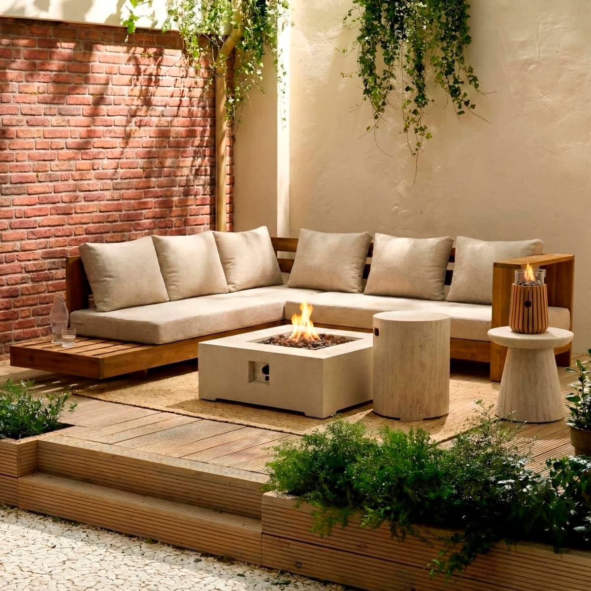 Mesa de exterior de gas Estate Square 88 Travertine - Imagen 3