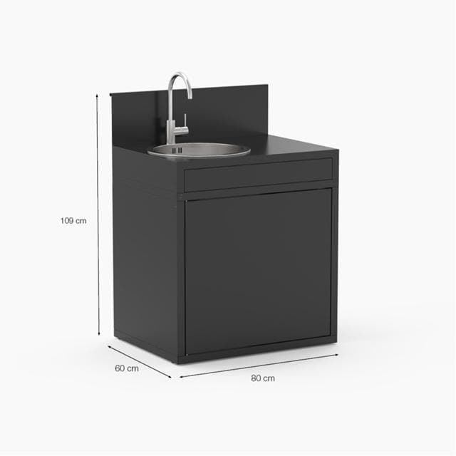 Módulo fregadero de 80 cm de acero negro serie "N" - Imagen 3