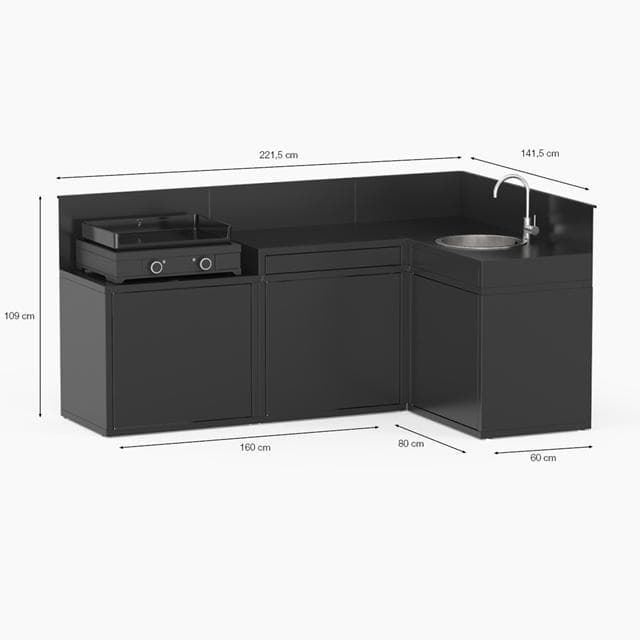 Módulo fregadero de 80 cm de acero negro serie "N" - Imagen 4