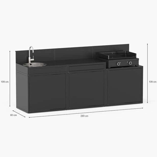 Módulo fregadero de 80 cm de acero negro serie "N" - Imagen 5